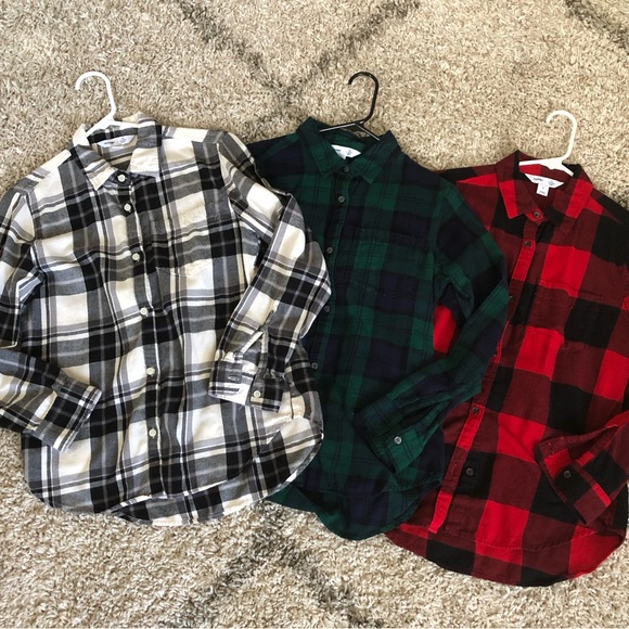 Old Navy Tops - Old Navy The Classic Shirt plaid flannel button down shirts bundle of 3 size med